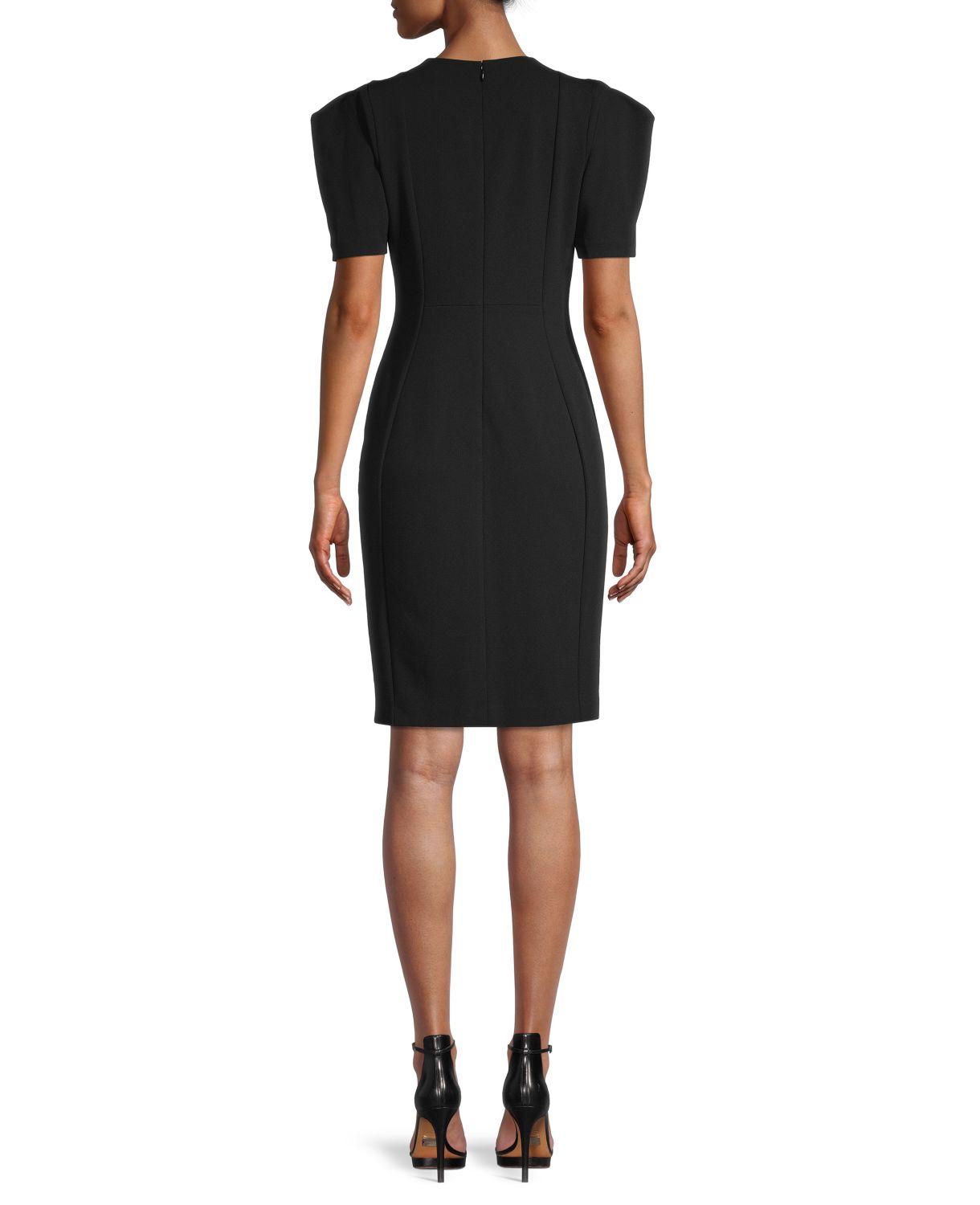 Платье-футляр с объемными рукавами и пышными рукавами с однотонным принтом Calvin Klein