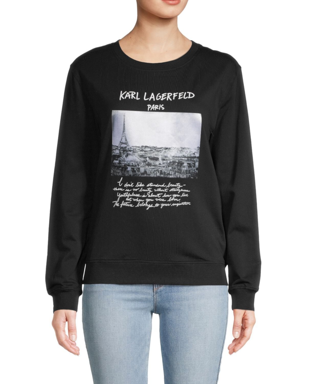 Пуловер с фотографией Paris в винтажном стиле Karl Lagerfeld Paris