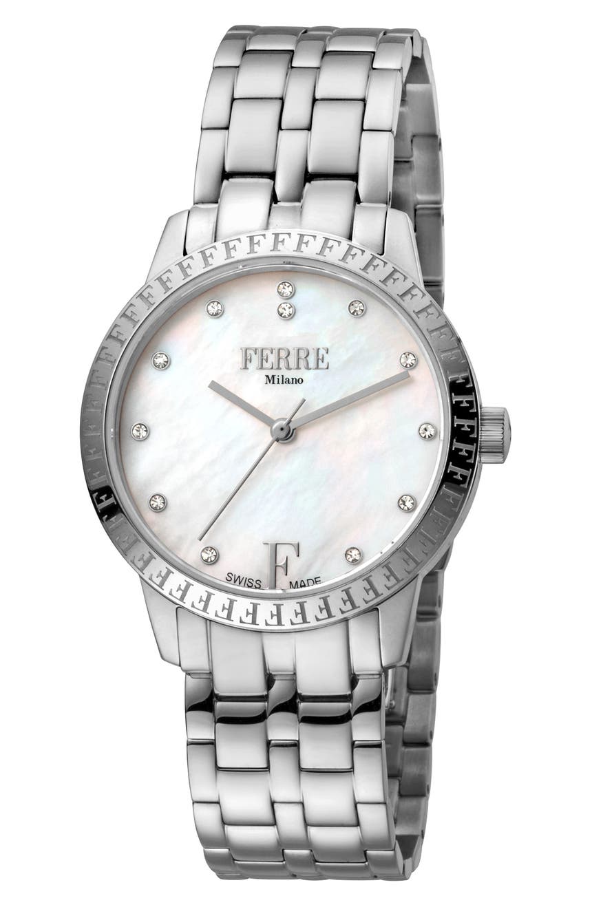 Женские часы Marianna с браслетом из нержавеющей стали с белым перламутровым циферблатом, 32 мм Ferre Milano