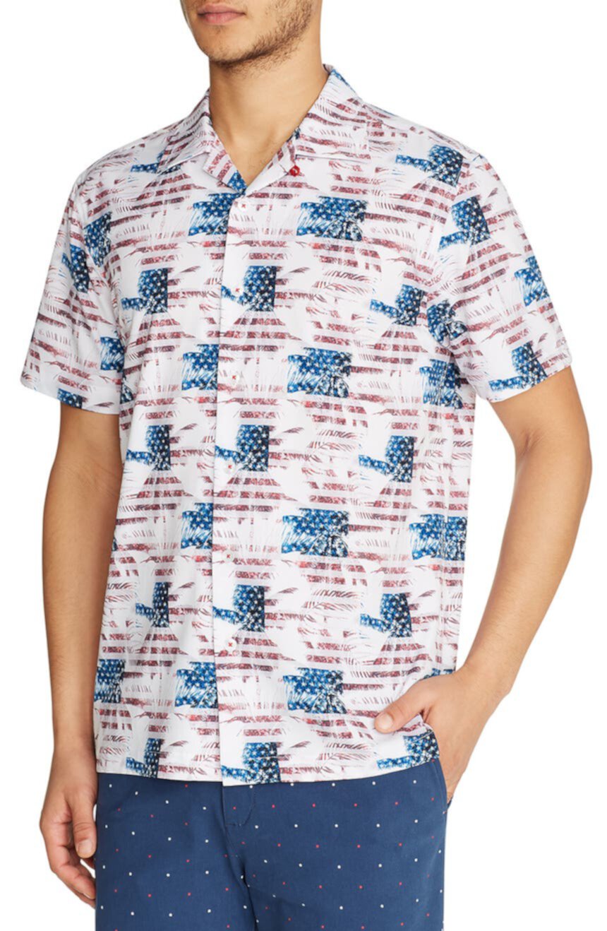 Рубашка Camp с короткими рукавами и принтом с изображением пальм American Flag Tallia