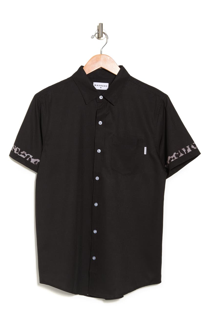 Моно-черная рубашка Game Weekend с леопардовым принтом MAVRANS