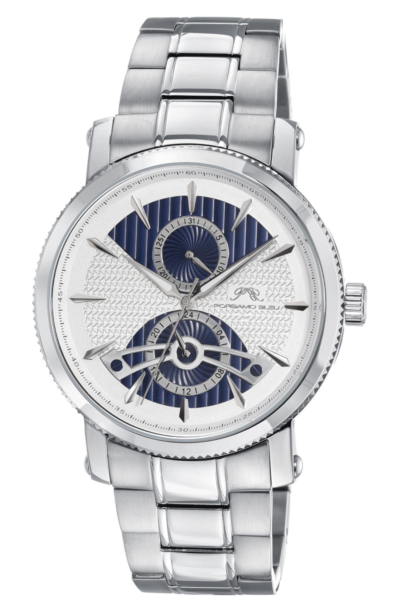 Мужские роскошные многофункциональные часы Russel из нержавеющей стали, 46 мм Porsamo Bleu