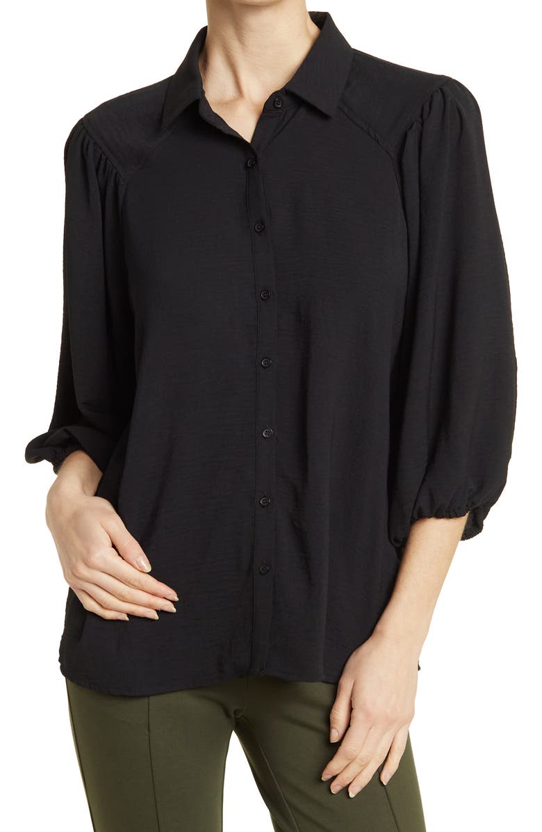 Блуза с объемными рукавами и воротником из мятой ткани Pleione