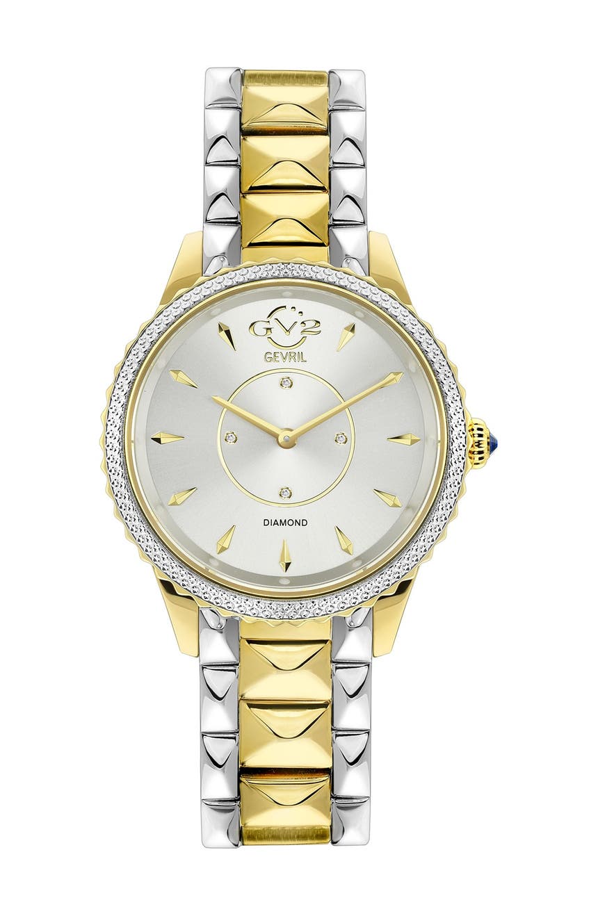 Женские часы Siena с серебряным циферблатом из нержавеющей стали, 38 мм, 0,0044 карата Gevril