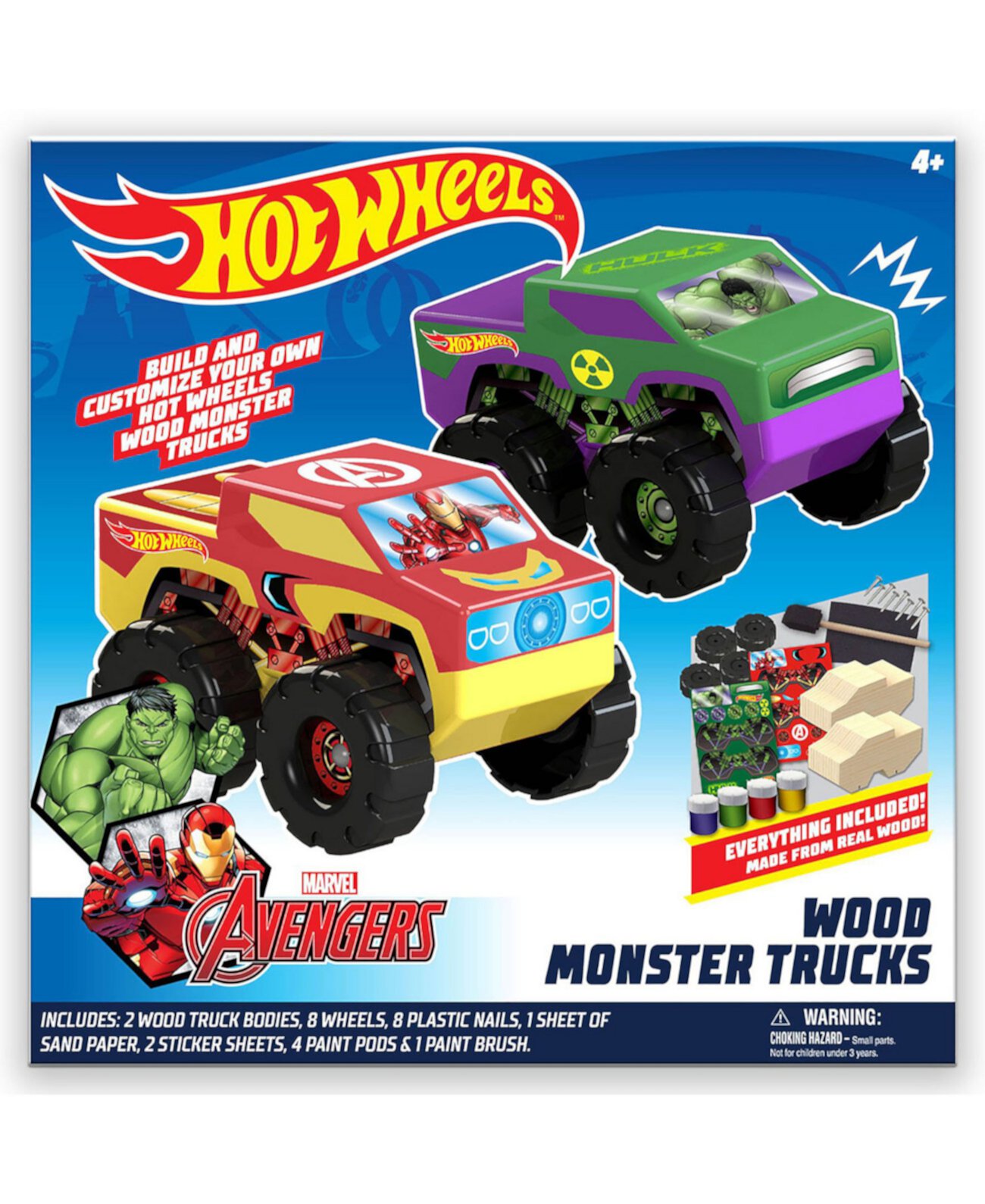 Игрушечные деревянные грузовики-монстры своими руками - 2 шт. (Marvel Avengers Hulk и Ironman) Hot Wheels