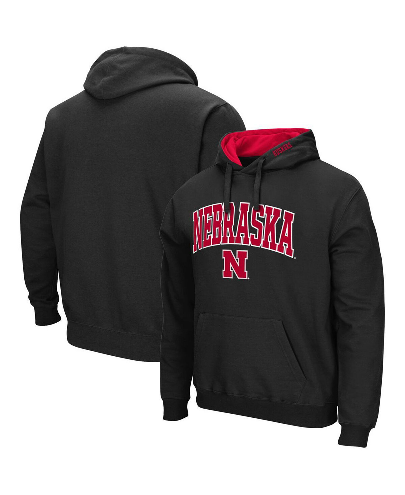 Мужская черная толстовка с капюшоном Nebraska Huskers Arch and Logo 3.0 Pullover Colosseum