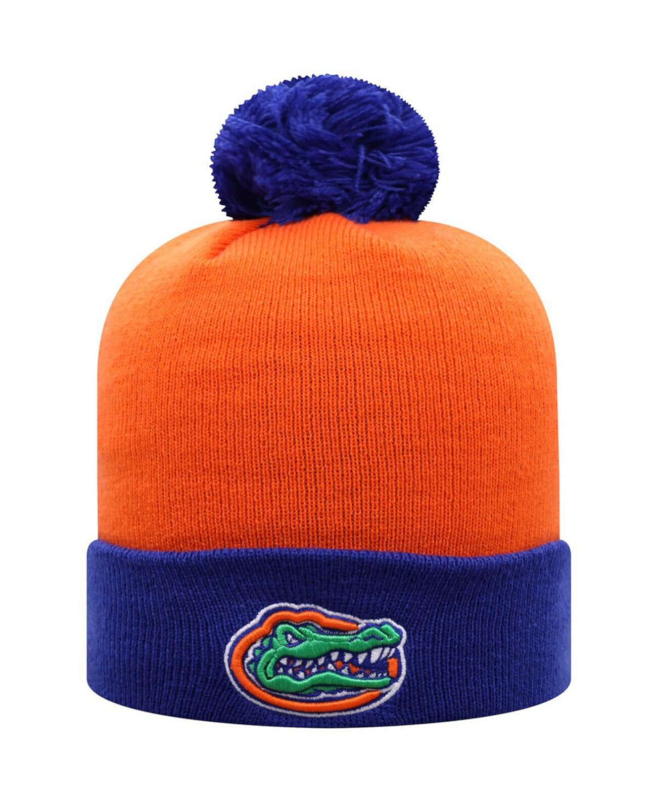 Мужская двухцветная вязаная шапка с манжетами и помпонами Orange и Royal Florida Gators Core Top of the World