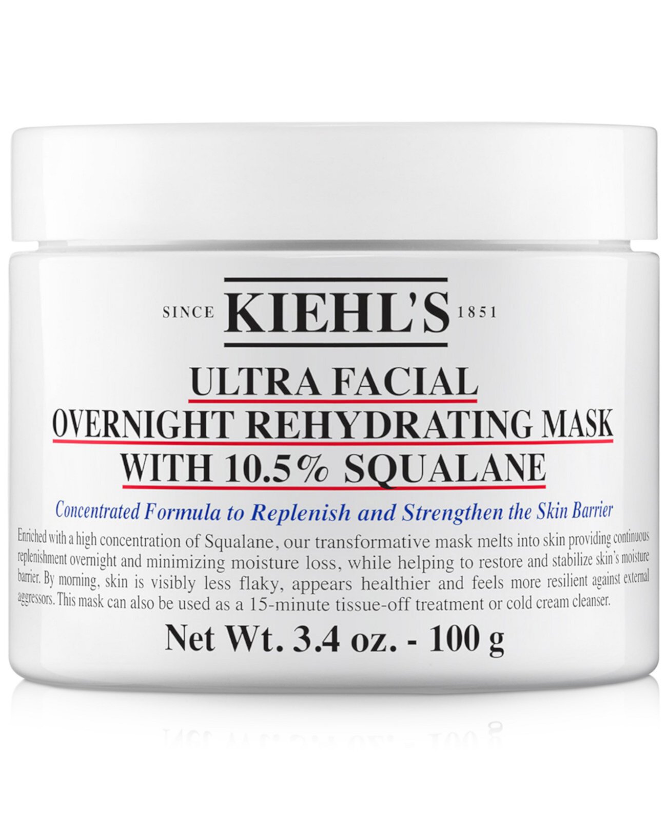 Ночная увлажняющая маска для лица Ultra с 10,5% скваланом, 3,4 унции. Kiehl's Since 1851