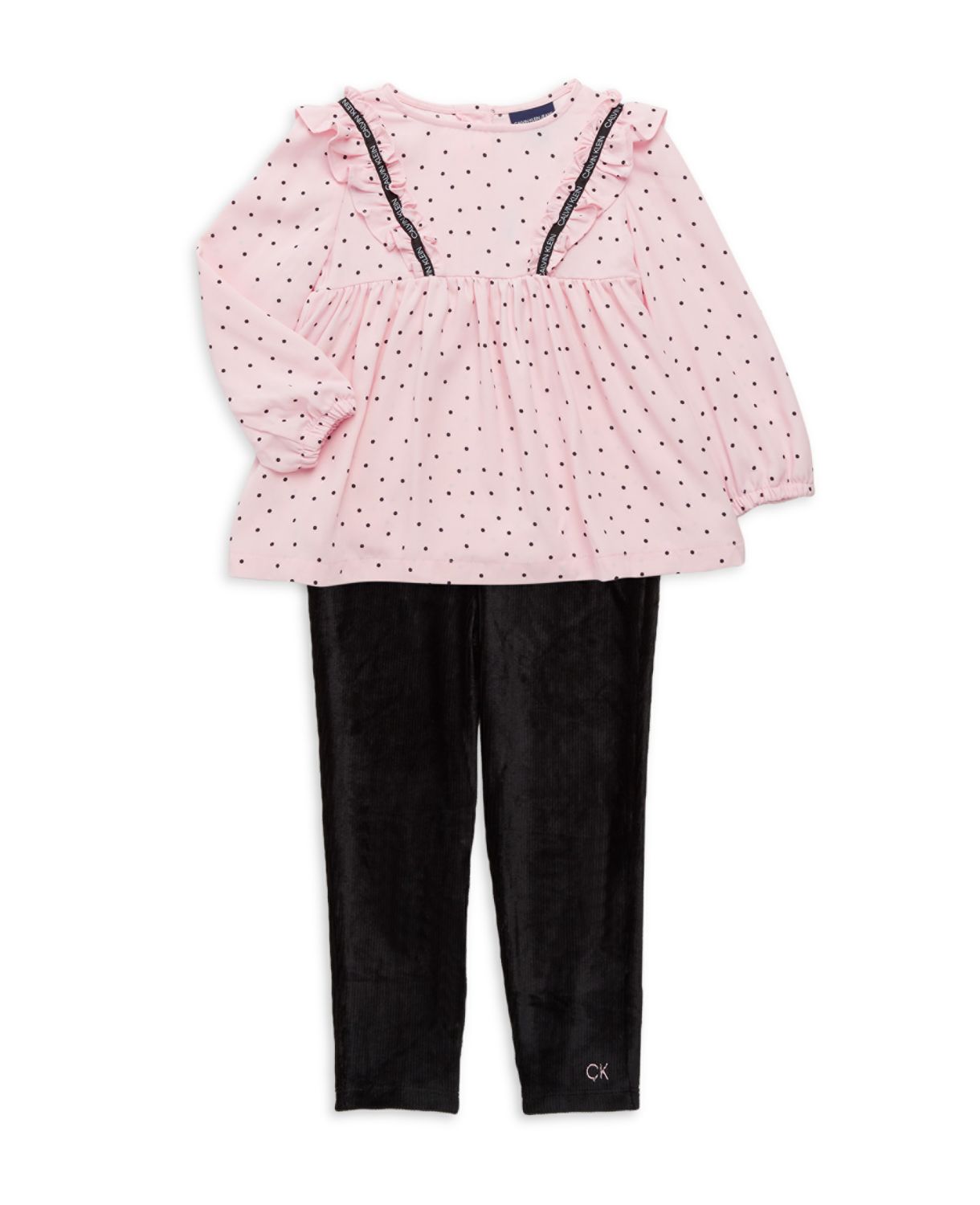 Двухкомпонентное платье в горошек для маленьких девочек и платье в горошек; Комплект Бархатных Леггинсов Calvin Klein
