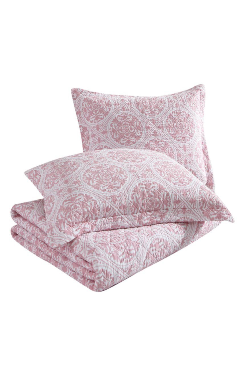 Набор из 2-х стеганых одеял из хлопка розового цвета с геометрическим рисунком Ayla Laura Ashley