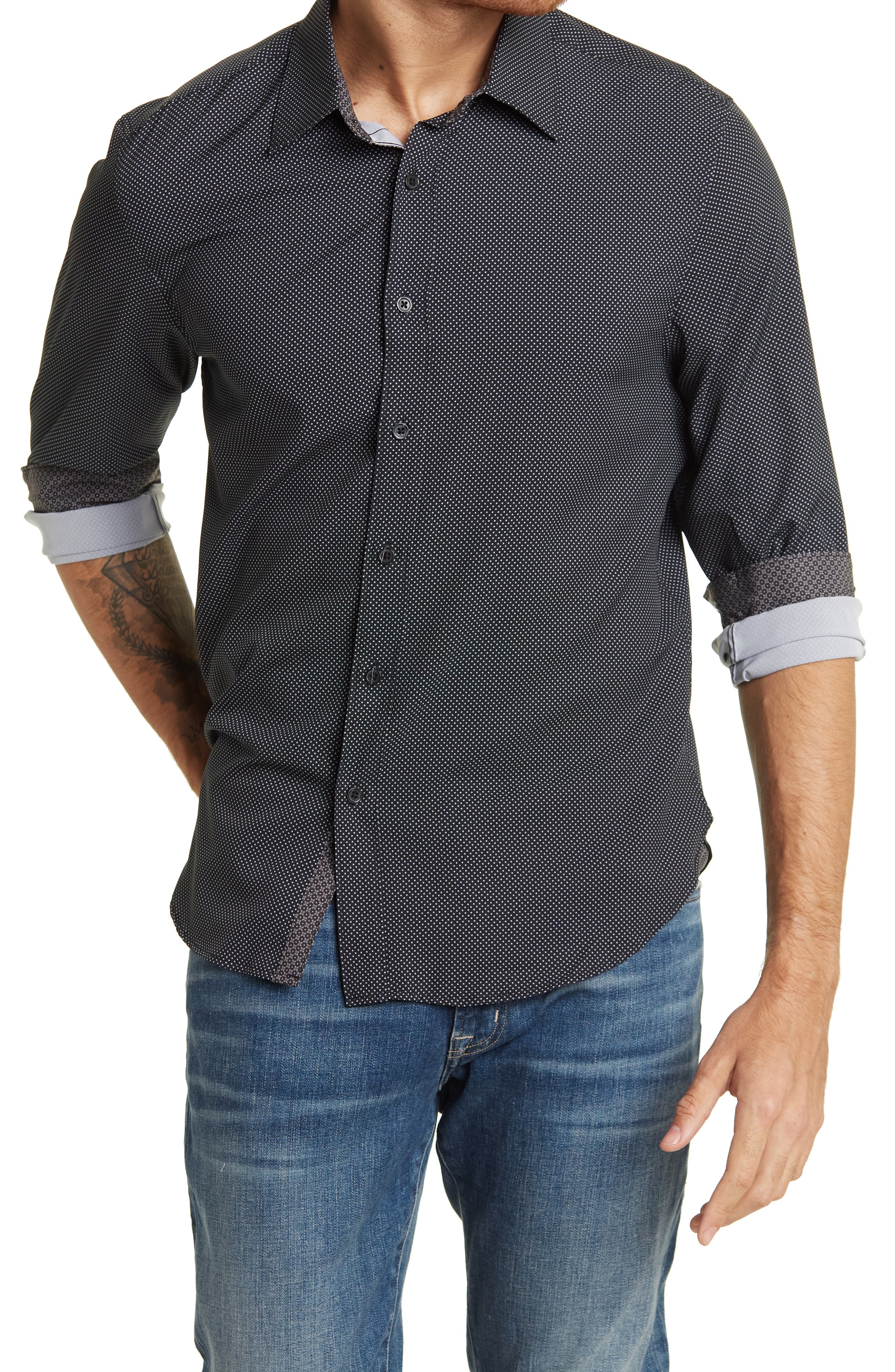 Рубашка узкого кроя Micro Dot, эластичная в 4 направлениях CONSTRUCT