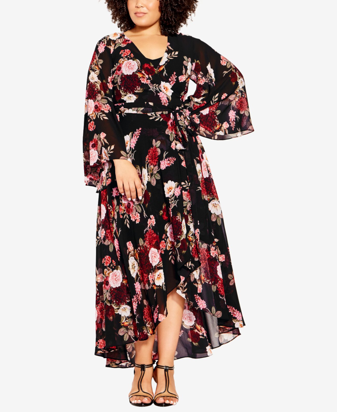 Модное платье макси с цветочным принтом для больших размеров Paradise City Chic