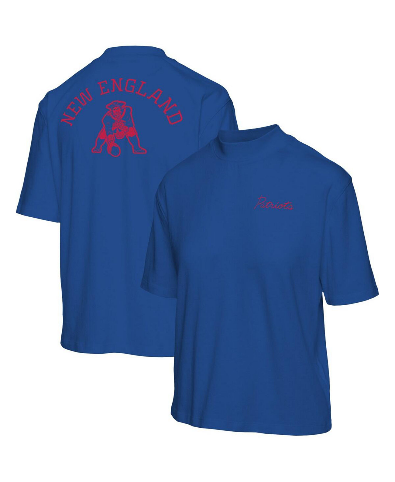 Женская футболка Royal New England Patriots с короткими рукавами и воротником-стойкой Junk Food
