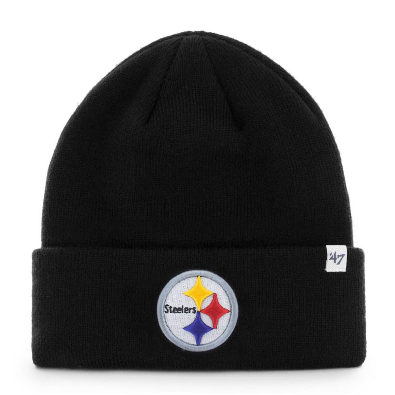 '47 Мужская черная вязаная шапка Pittsburgh Steelers Primary Basic с манжетами Lids