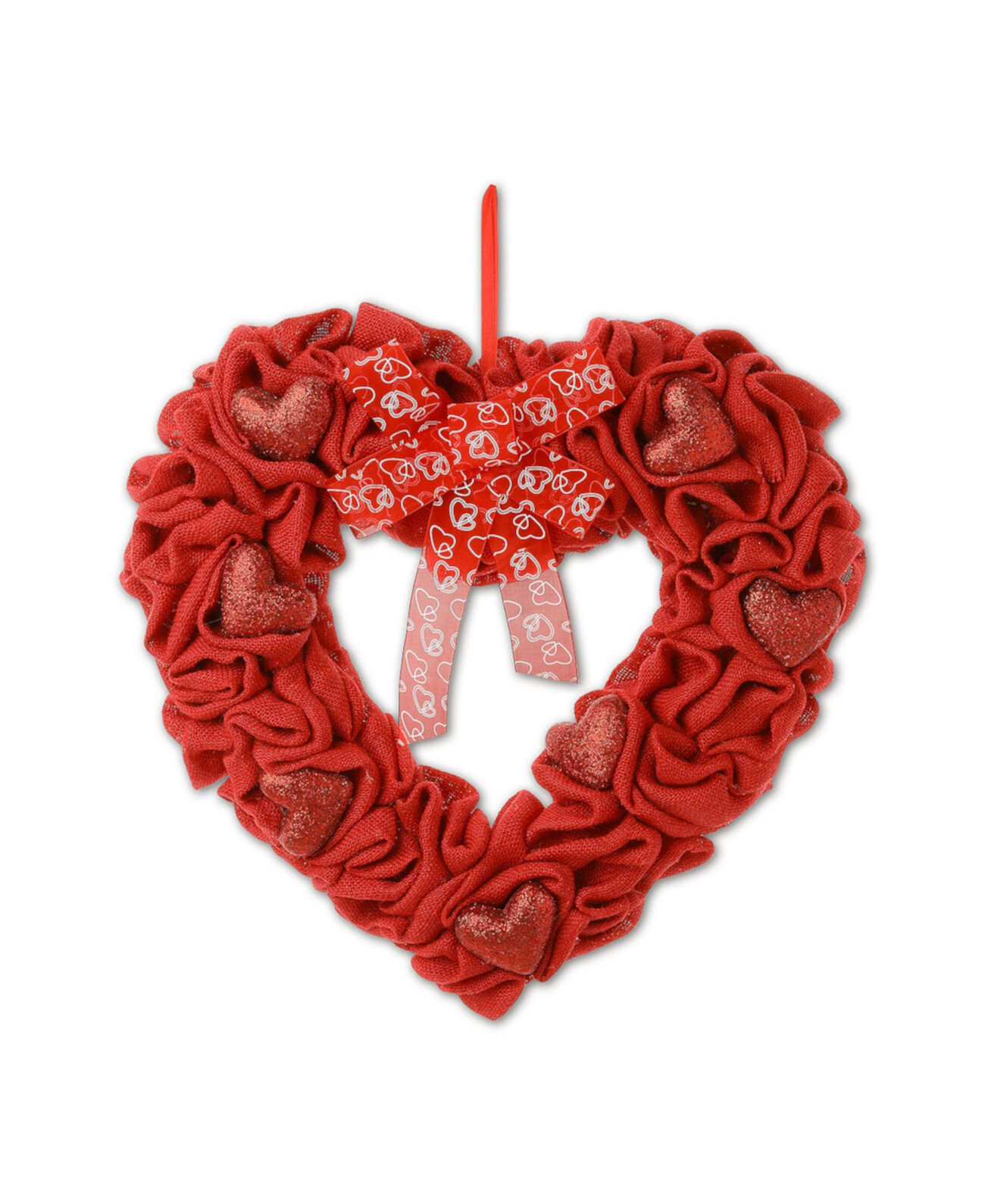 19.25" Fabric Valentine's Heart Wreath Glitzhome