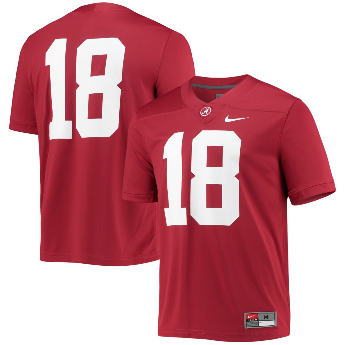 Игровая мужская футболка Nike #18 Alabama Crimson Tide из 100% полиэстера с технологией Dri-FIT Nitro USA