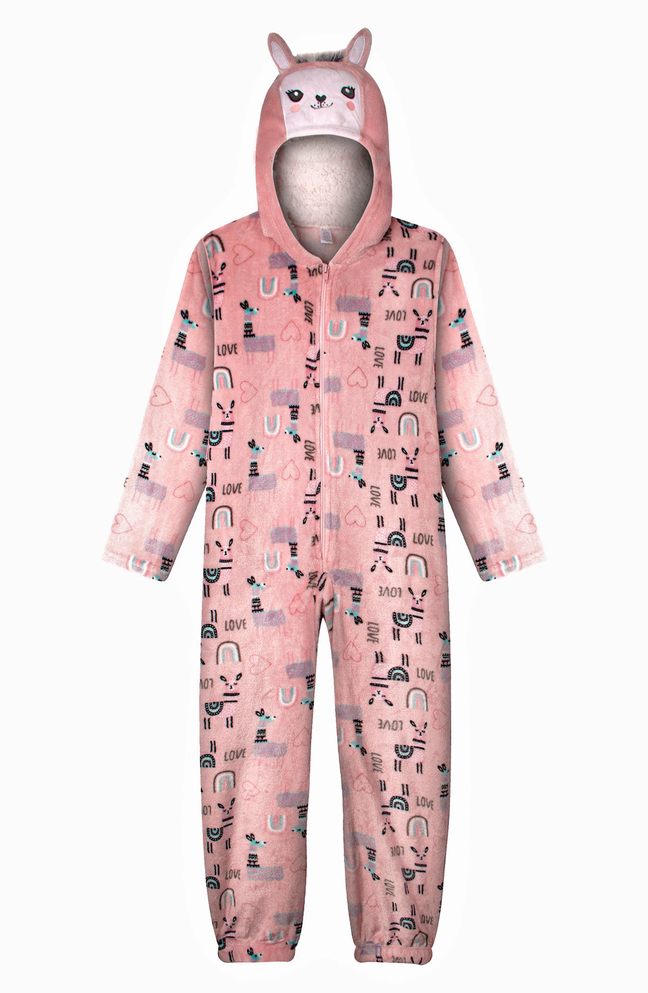 Пижамный комбинезон с капюшоном и отделкой из искусственного меха Llama MODERN KIDS