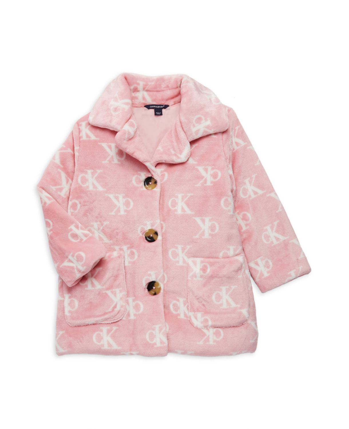Пальто из искусственного меха с логотипом для маленькой девочки Calvin Klein