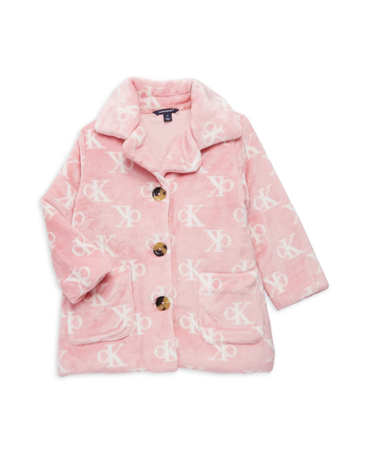 Пальто из искусственного меха с логотипом для маленькой девочки Calvin Klein