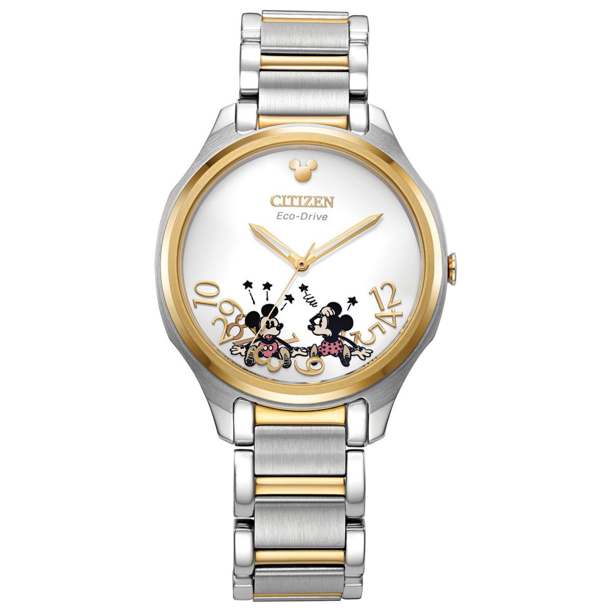 Женские двухцветные часы Eco-Drive из нержавеющей стали Disney's Mickey Mouse & Minnie Mouse от Citizen — EM0754-59W Citizen