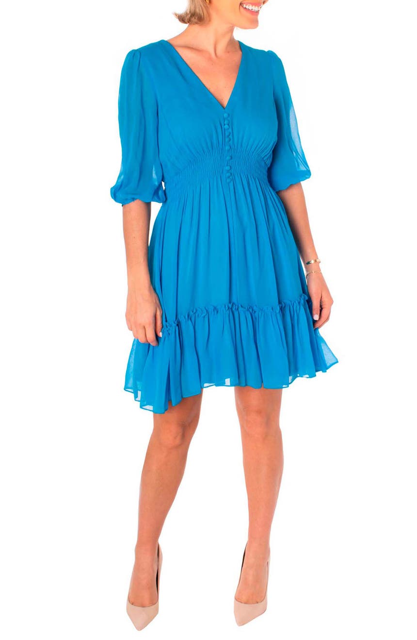 Шифоновое платье с пуговицами спереди и V-образным вырезом TAYLOR DRESSES