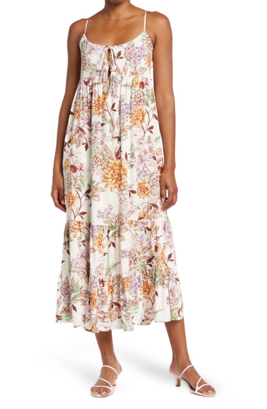 Ярусное платье с завязками спереди и цветочным принтом Lumiere