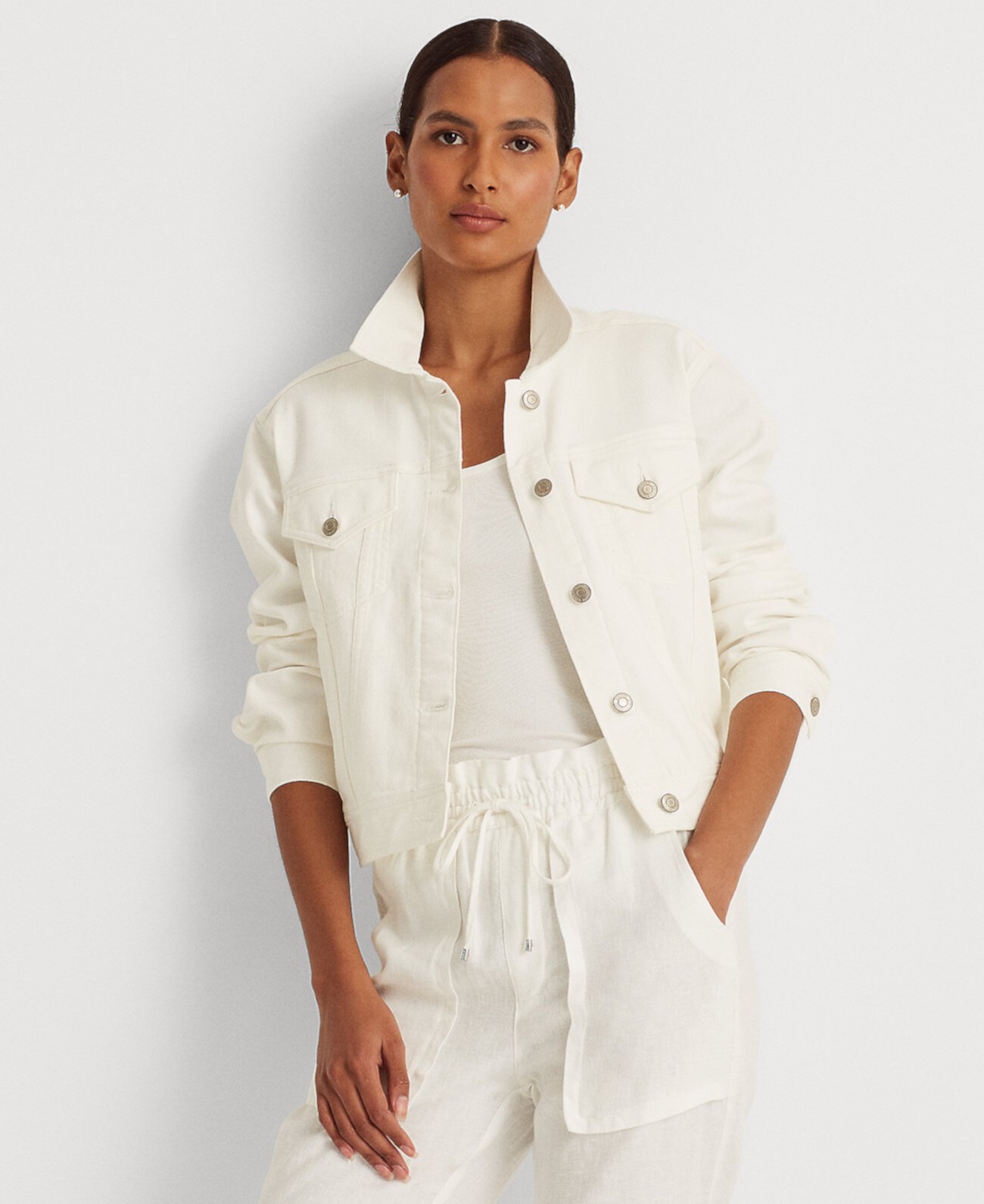 Белая выстиранная джинсовая куртка свободного кроя Ralph Lauren
