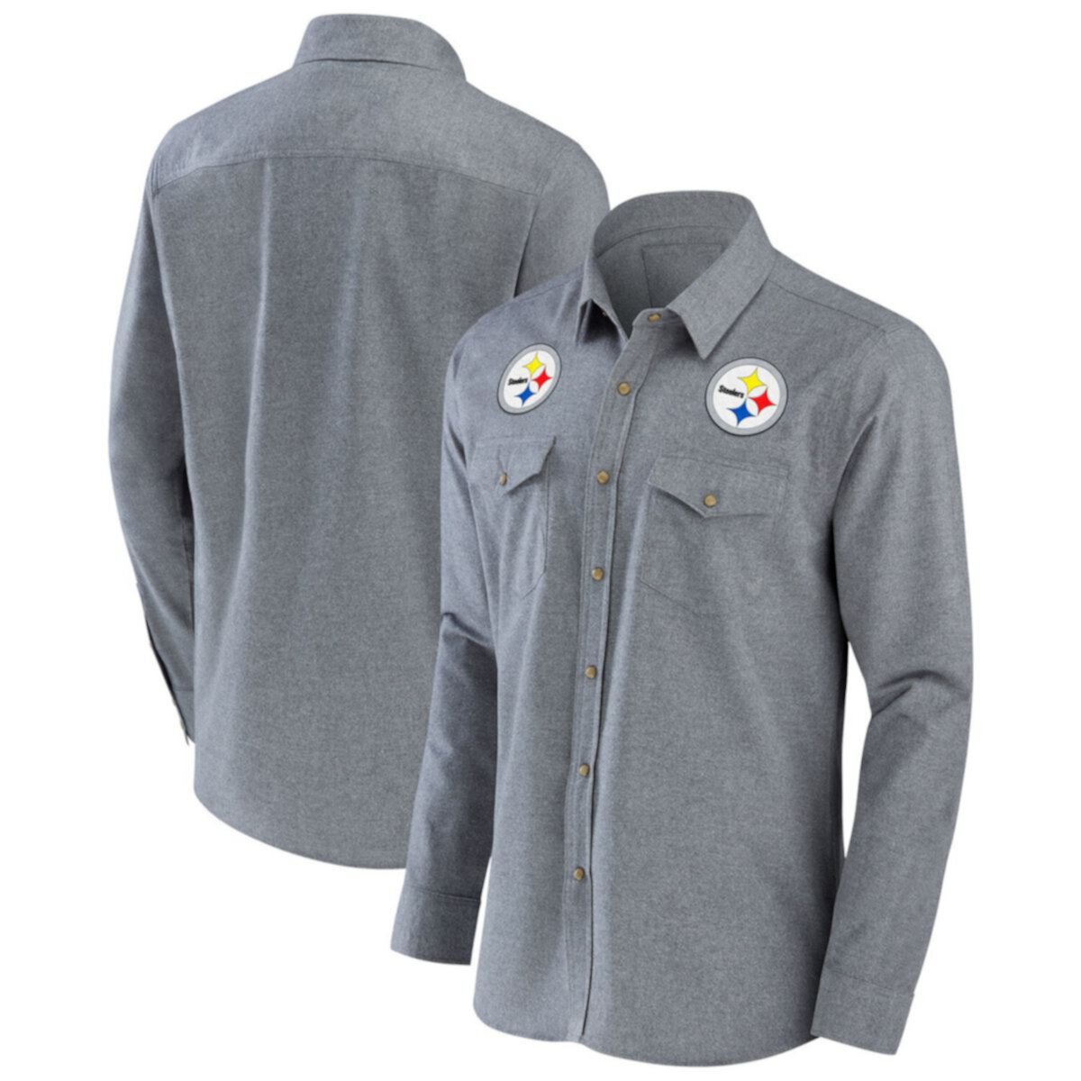 Мужская Футболка NFL x Darius Rucker Collection by Fanatics Серый Pittsburgh Steelers Chambray NFL x Darius Rucker Collection by Fanatics