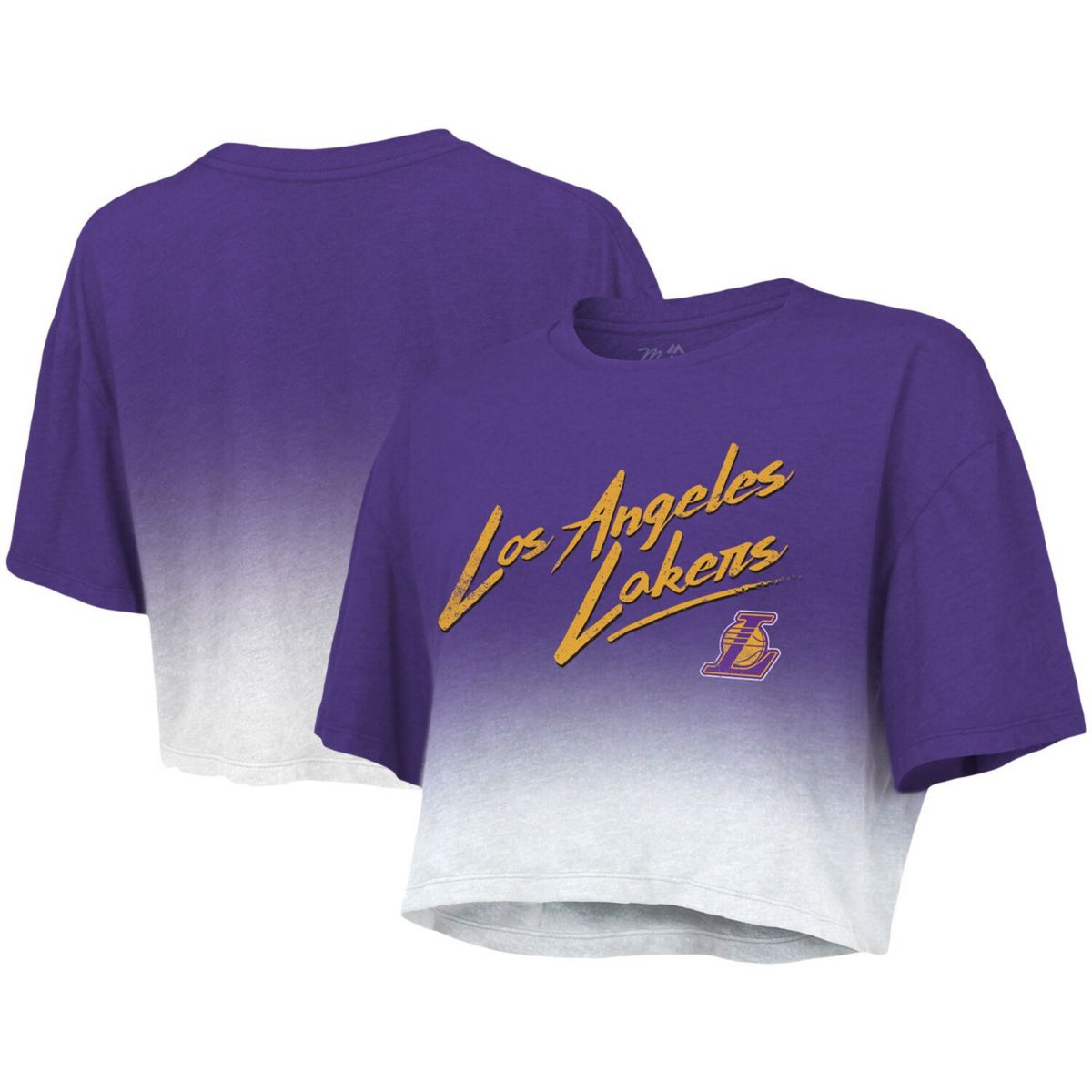 Женская укороченная футболка Majestic Threads Purple/White Los Angeles Lakers Dirty Dribble Tri-Blend Majestic