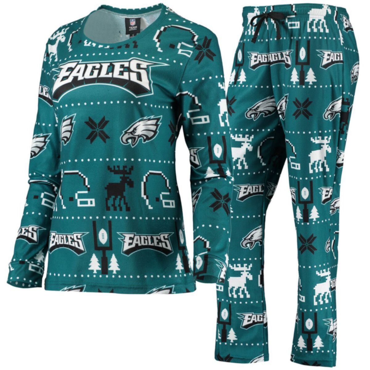 Женская пижама FOCO Midnight Green Philadelphia Eagles Ugly Pyjamas Set Unbranded