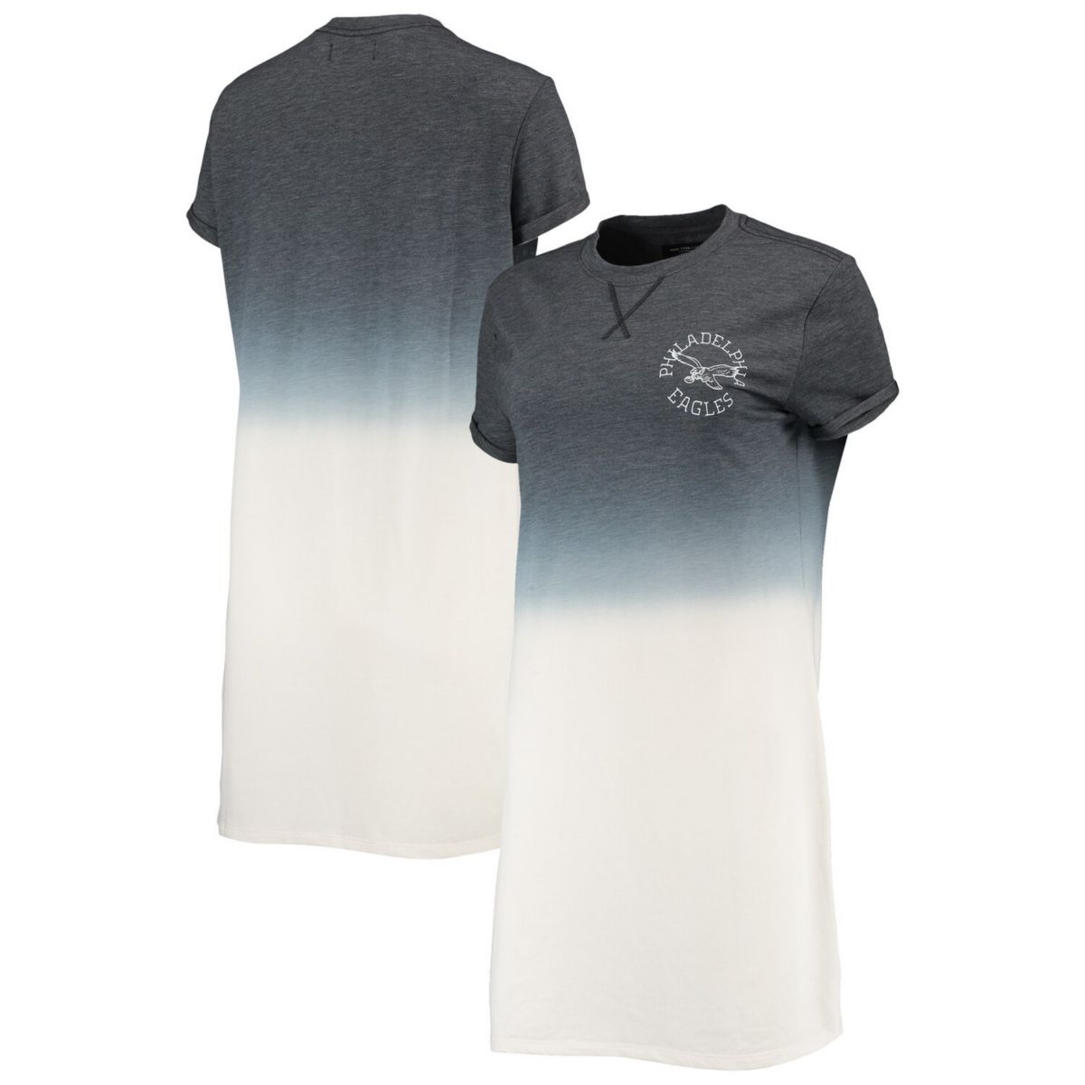 Женское платье-футболка Philadelphia Eagles с эффектом омбре, меланжевое, черно-белое, с эффектом омбре, черное/белое Unbranded