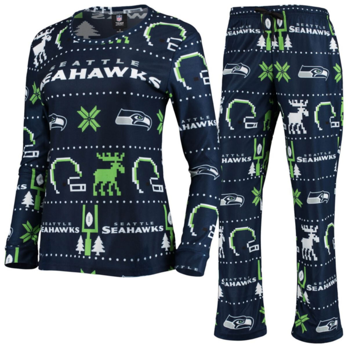 Женская пижама FOCO College Navy Seattle Seahawks Ugly Pyjamas Set Unbranded