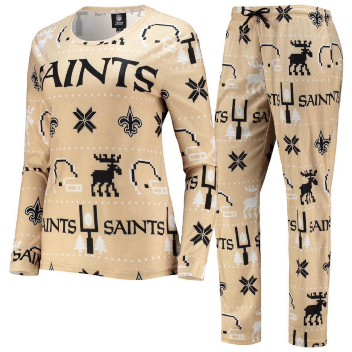 Женская уродливая пижама FOCO Gold New Orleans Saints Unbranded