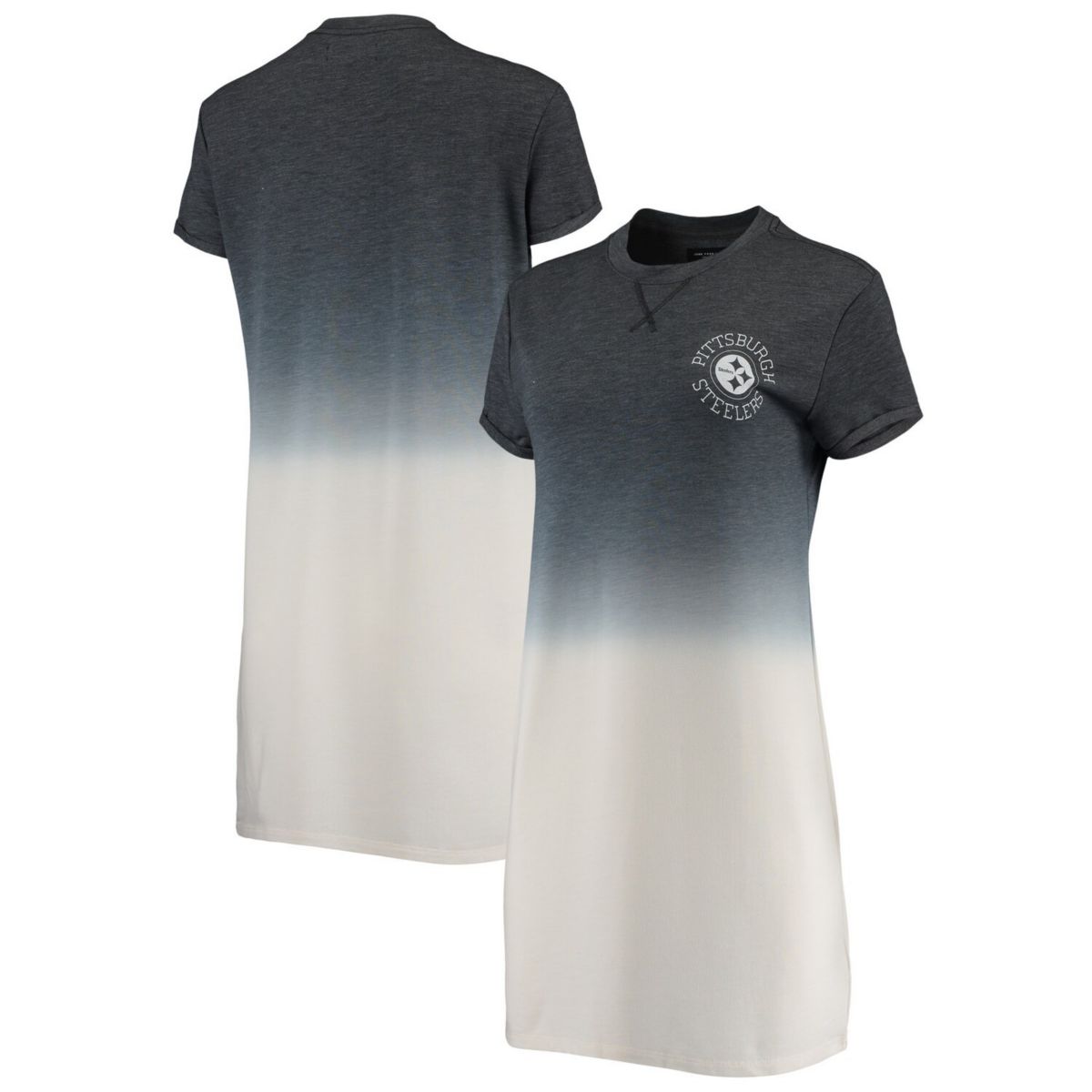 Женское платье-футболка Junk Food из меланжевого черного/белого цвета Pittsburgh Steelers Ombre Tri-Blend Unbranded