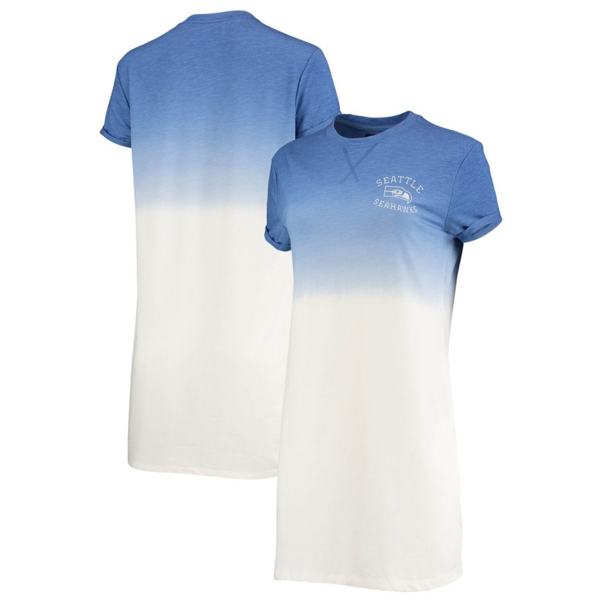 Женское платье-футболка с меланжевым принтом цвета королевского/белого цвета Seattle Seahawks с эффектом омбре Tri-Blend Unbranded