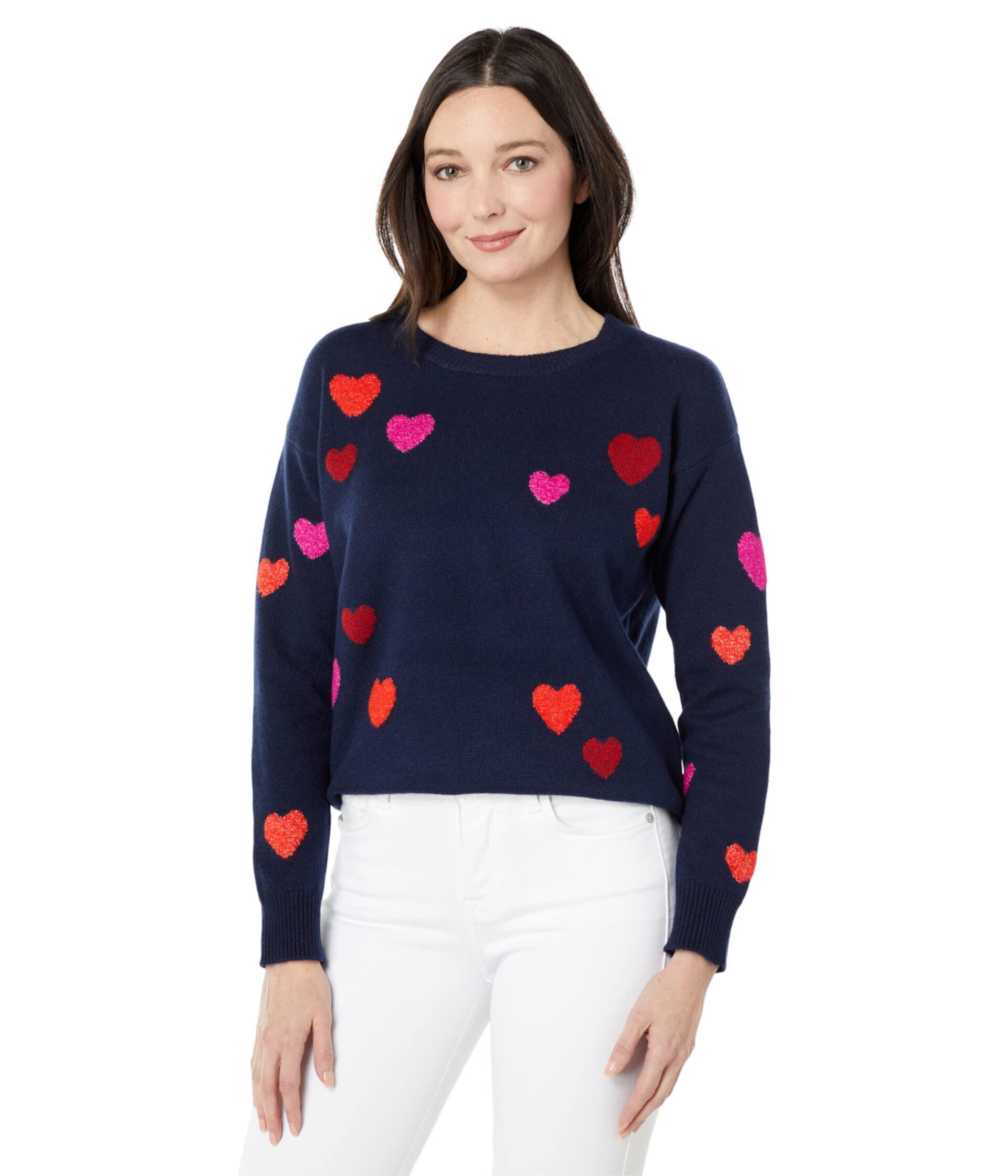 Multi Heart Crew Neck Sweater Draper James