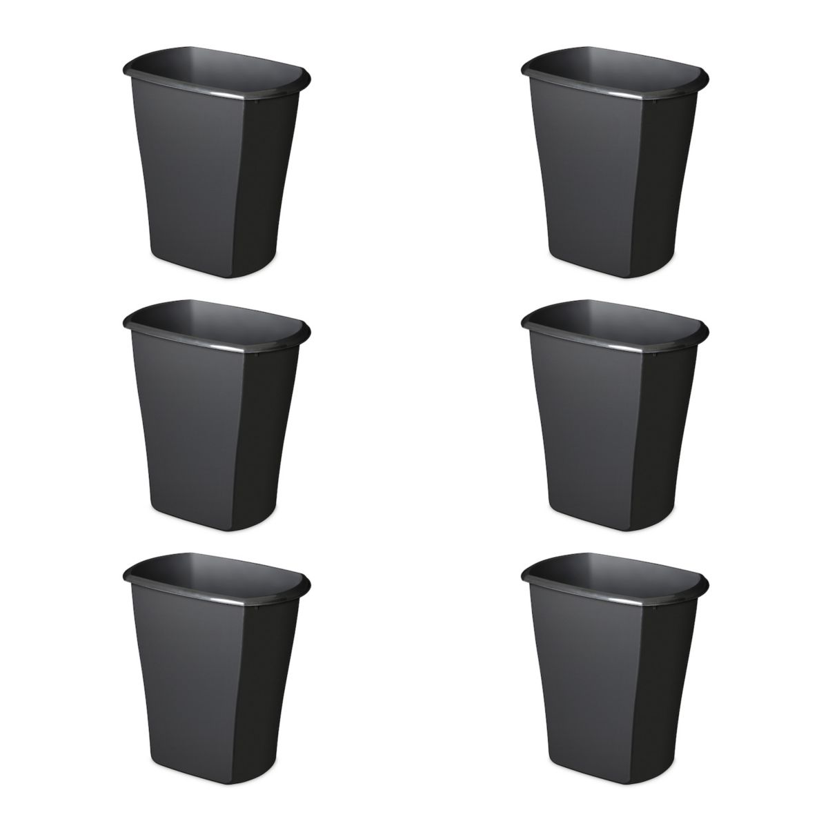 Sterilite 10539006 10 Gallon Ultra Plastic Wastebasket Trash Can, Black (6 Pack) Sterilite