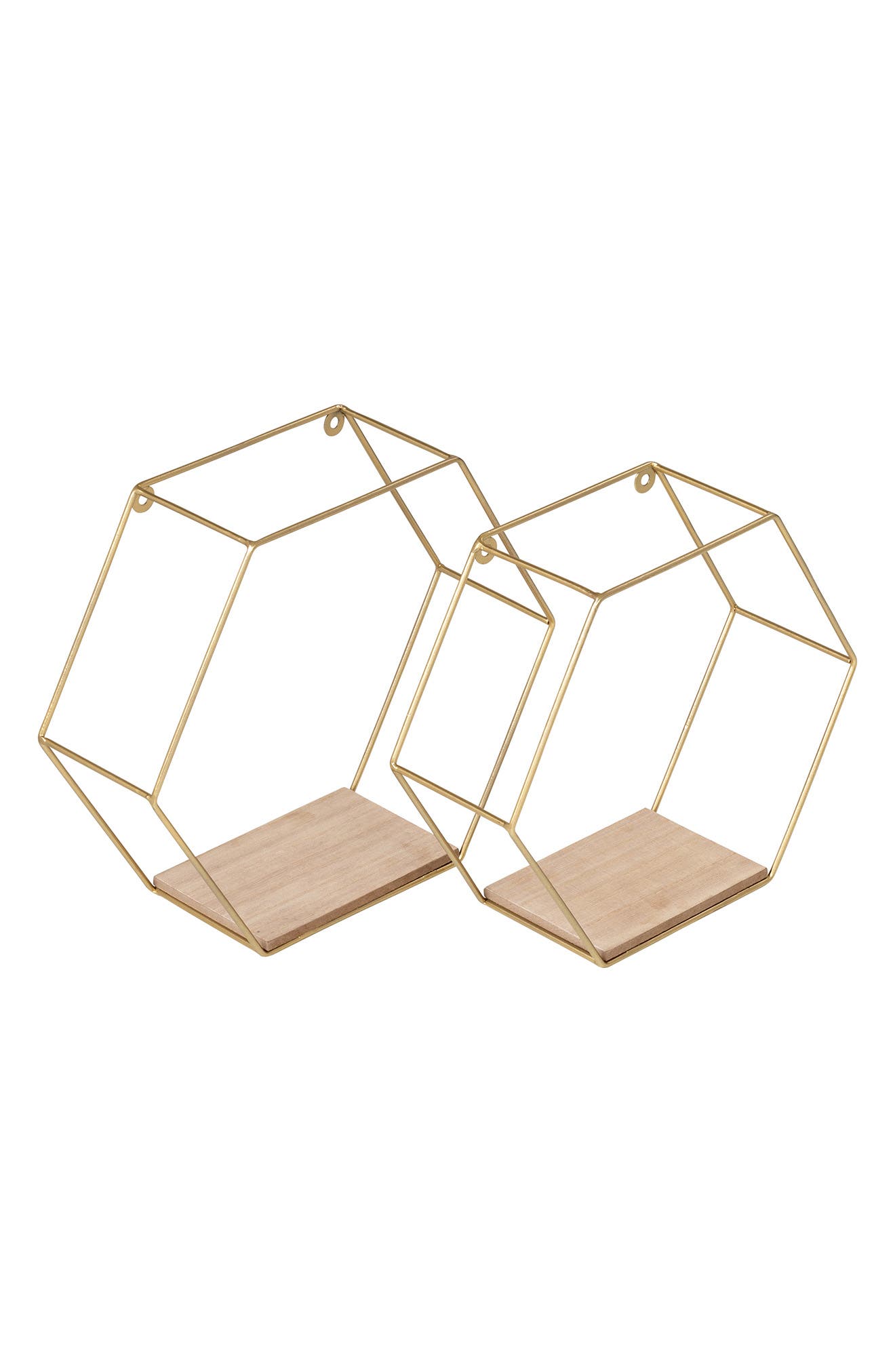 Набор шестиугольных декоративных металлических настенных полок, золото Honey-Can-Do