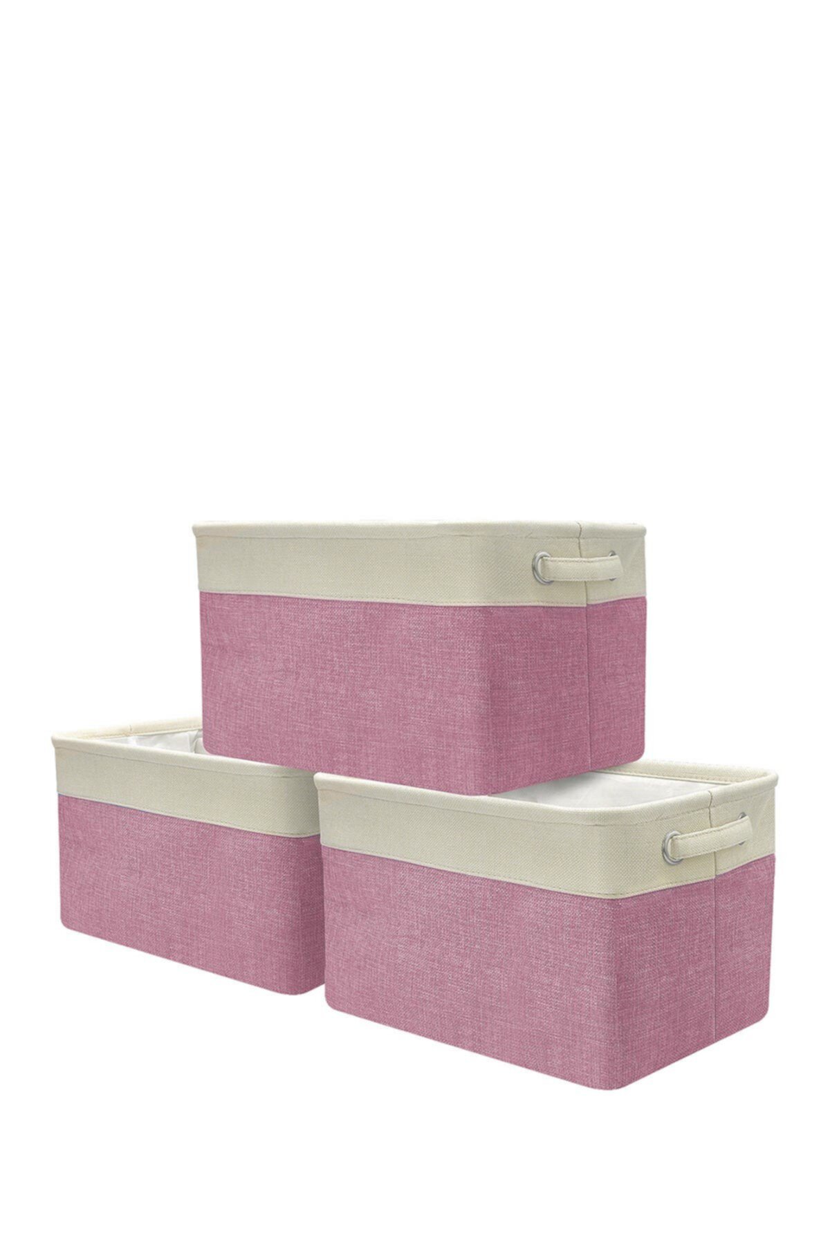 Розовая корзина для хранения из твила - набор из 3 шт. Sorbus
