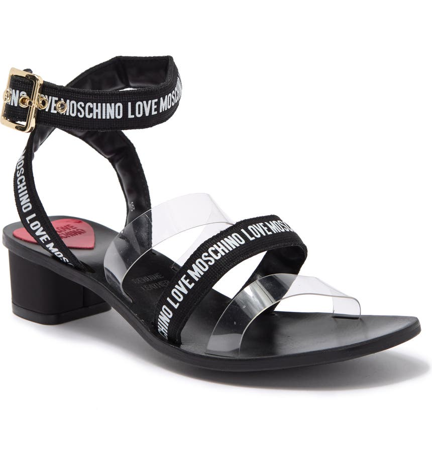 Сандалии на блочном каблуке с ремешками и логотипом LOVE Moschino
