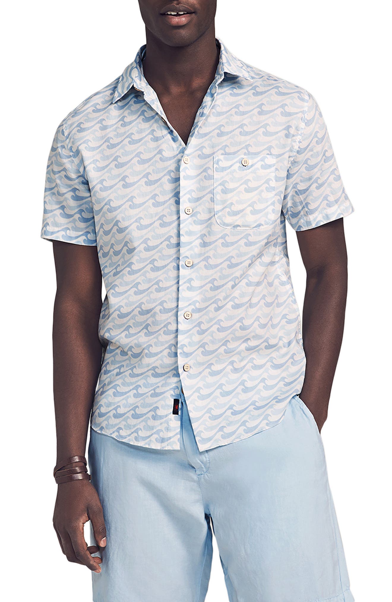 Рубашка с короткими рукавами и пуговицами Faherty Playa с волнистым принтом FAHERTY BRAND