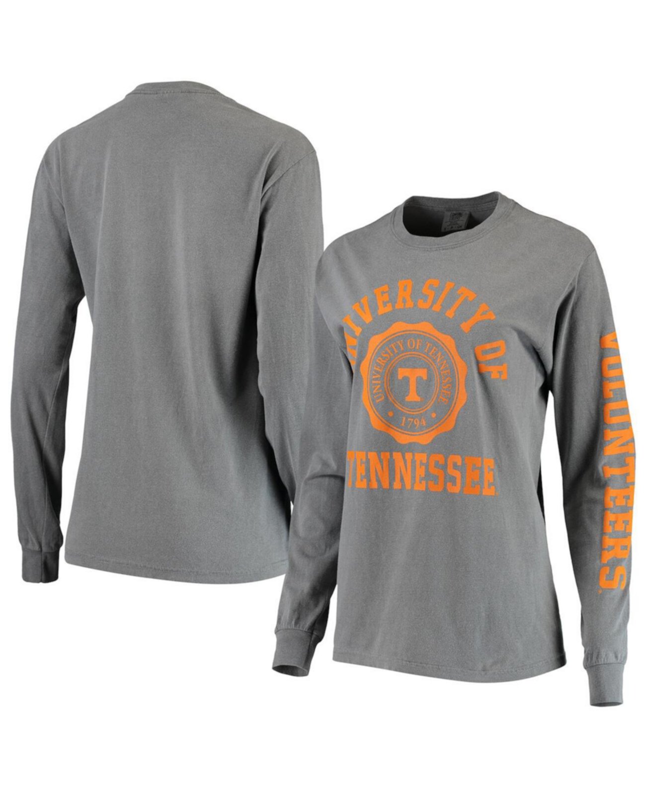 Женская серая футболка большого размера с длинным рукавом с печатью университета Tennessee Volunteers Comfort Colours Summit Sportswear
