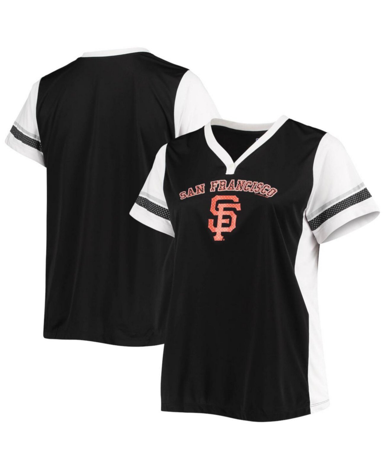 Женская черно-белая трикотажная футболка больших размеров San Francisco Giants с v-образным вырезом Profile