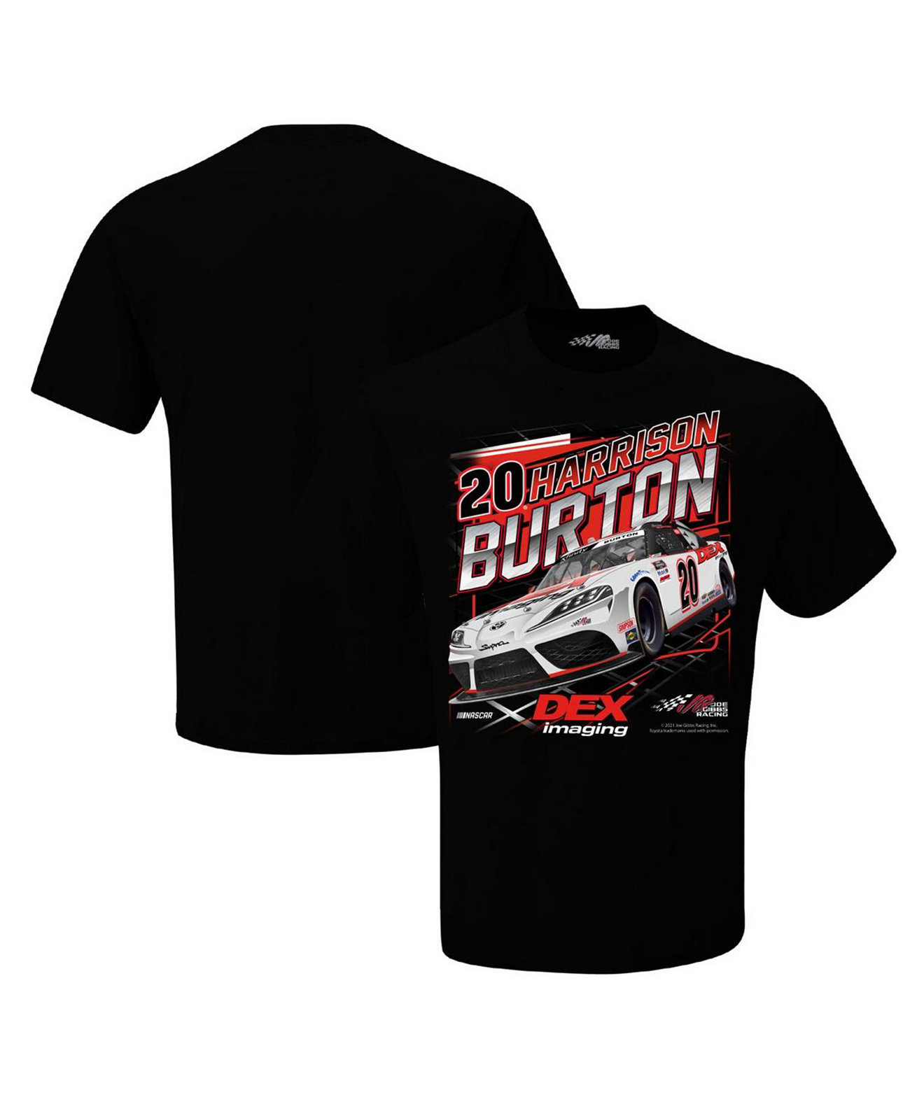 Мужская черная футболка с рисунком Harrison Burton 1-Spot Joe Gibbs Racing Team Collection