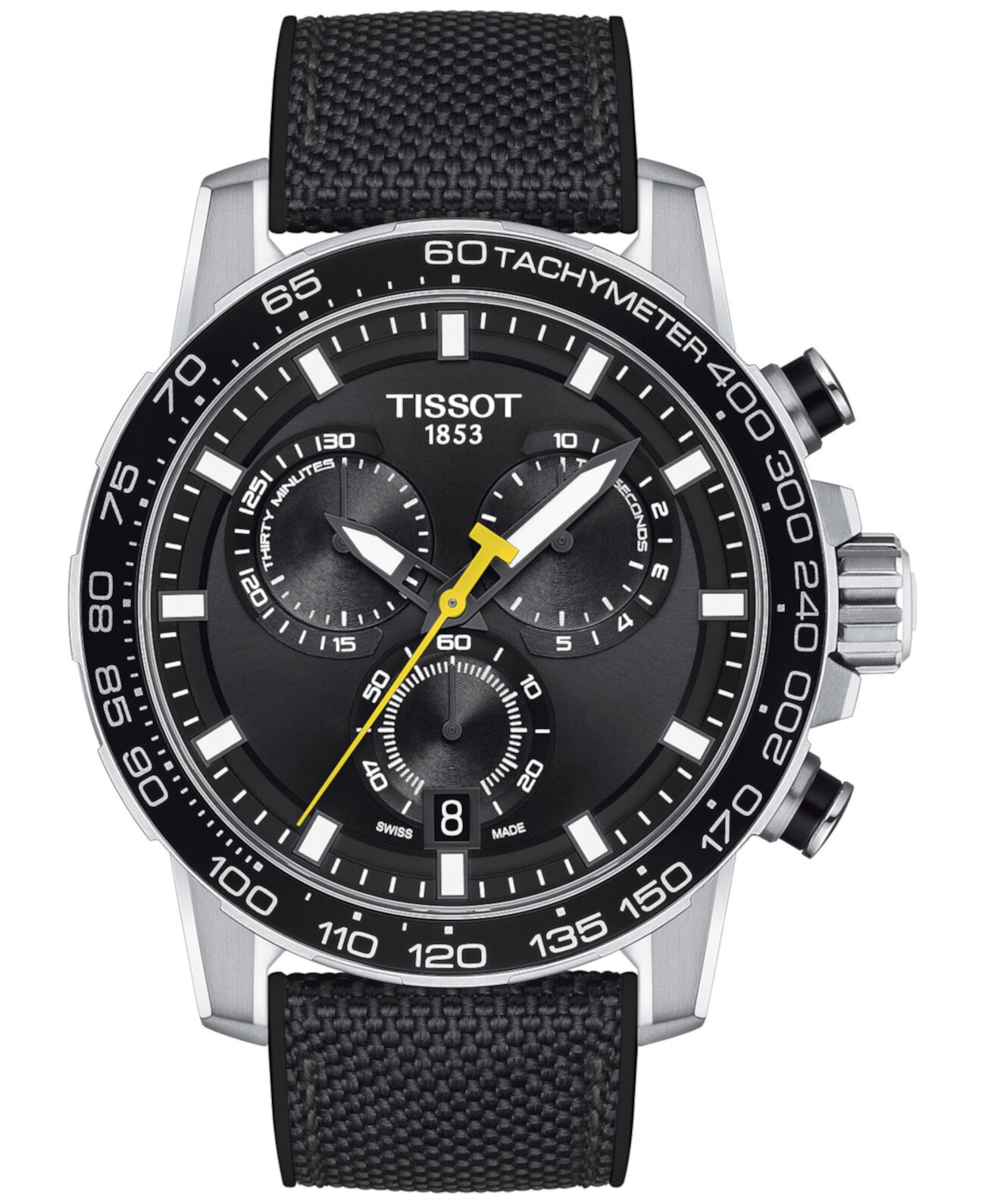 Мужские швейцарские часы с хронографом Supersport с черным текстильным ремешком 40 мм Tissot