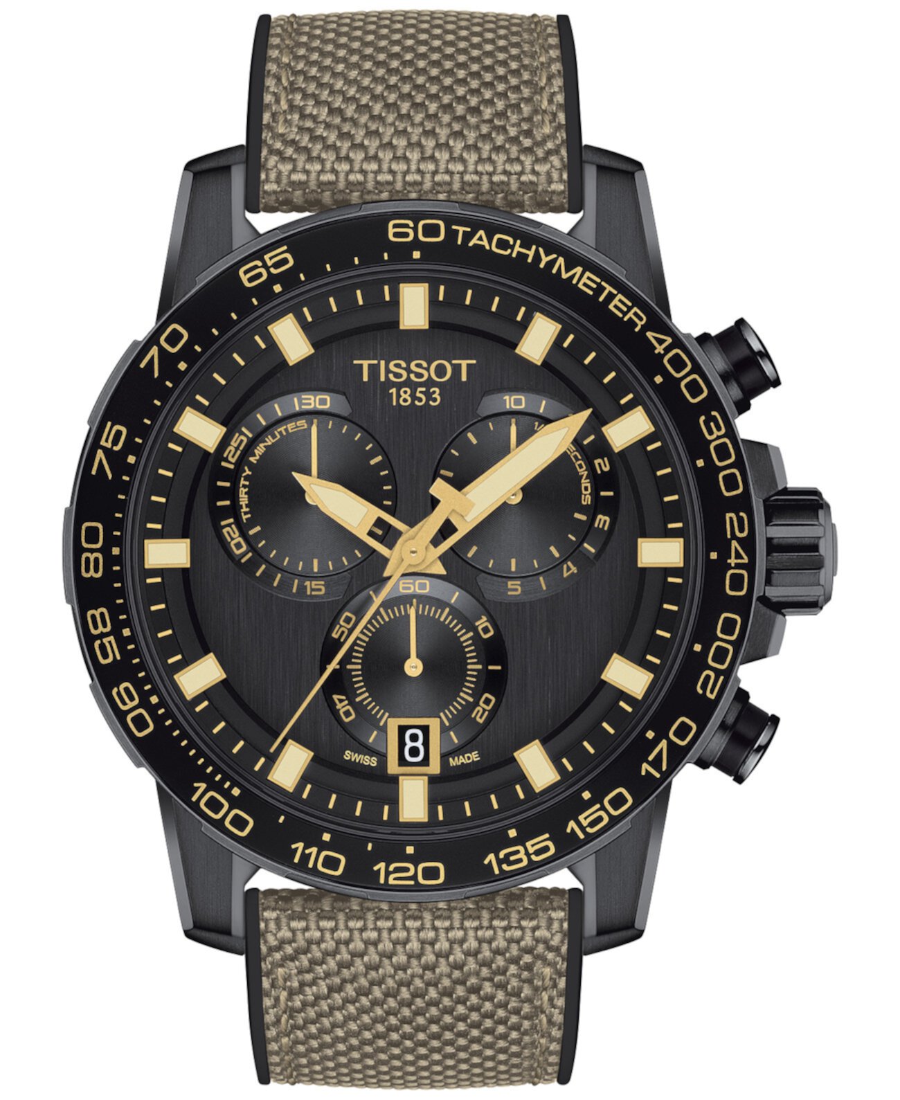 Мужские швейцарские часы с хронографом Supersport Beige Textile Strap 40 мм Tissot