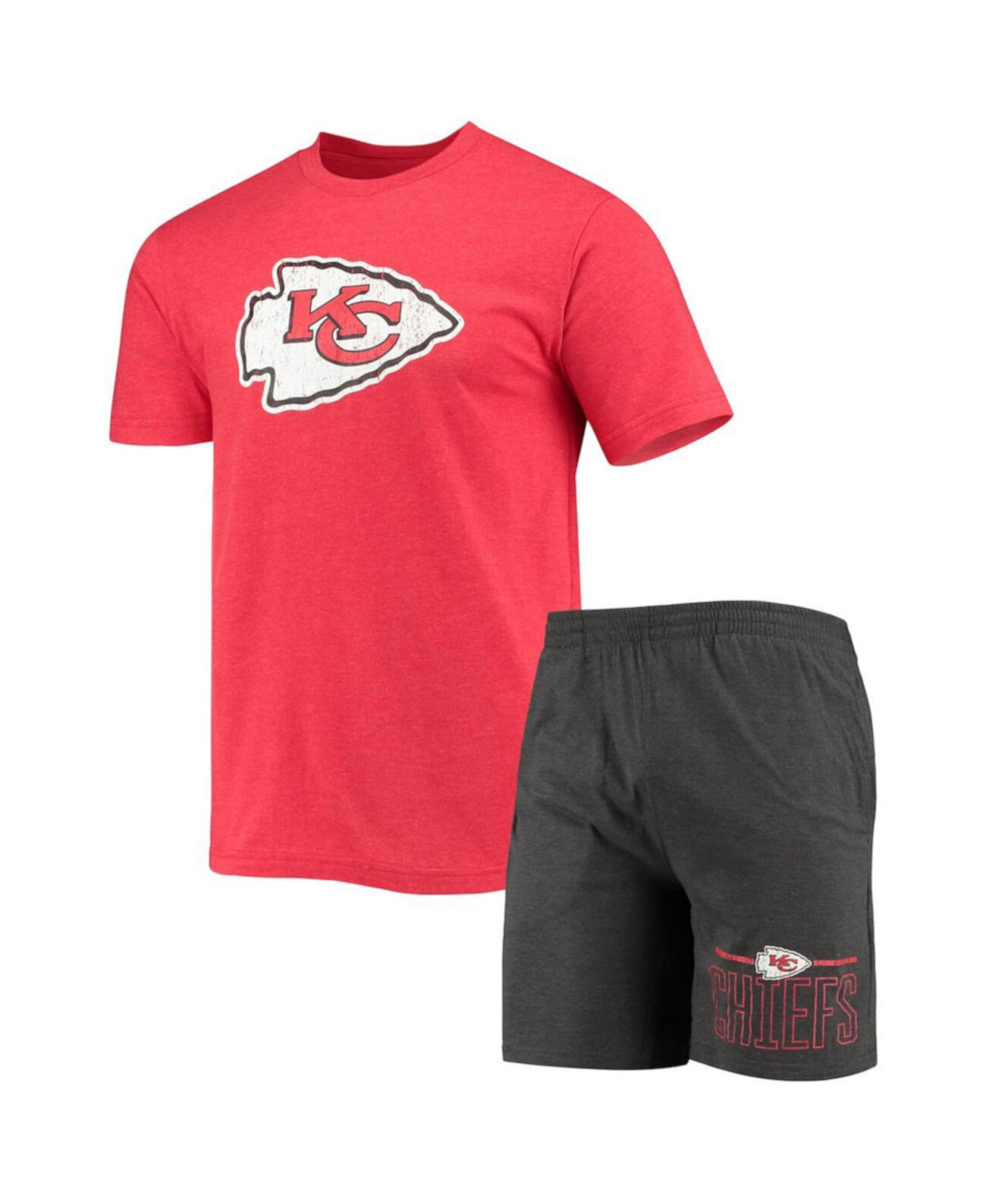 Мужская красная, темно-серая футболка Kansas City Chiefs Meter и шорты Sleep Set Concepts Sport