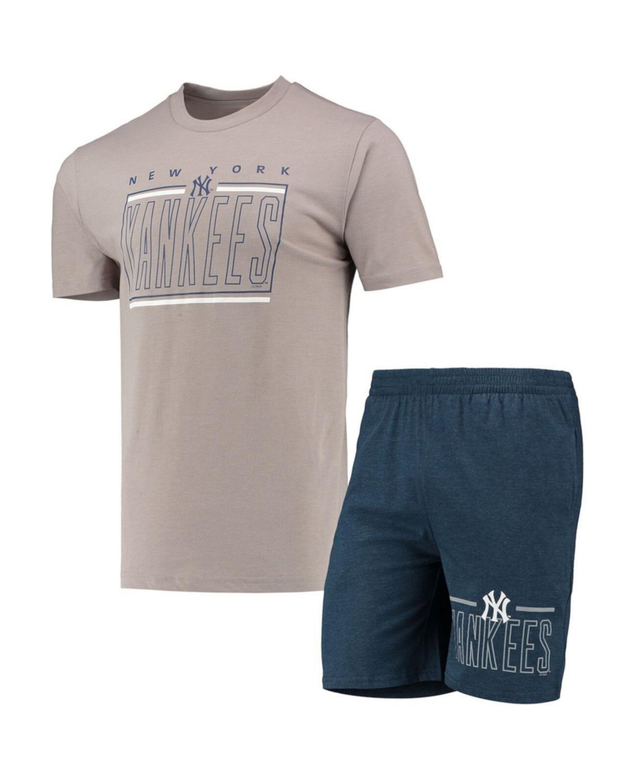 Мужской темно-синий, серый комплект из футболки и шорт New York Yankees Meter для сна Concepts Sport