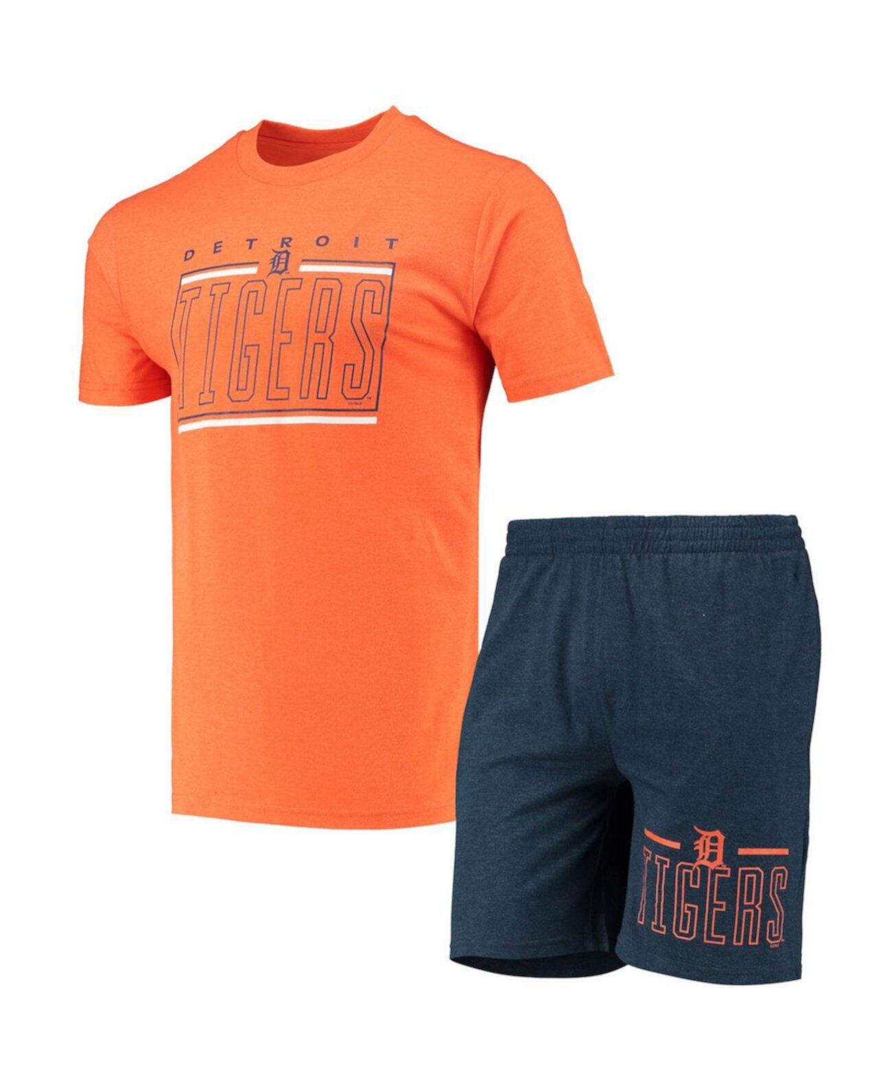 Мужской темно-синий, оранжевый комплект из футболки и шорт Detroit Tigers Meter для сна Concepts Sport