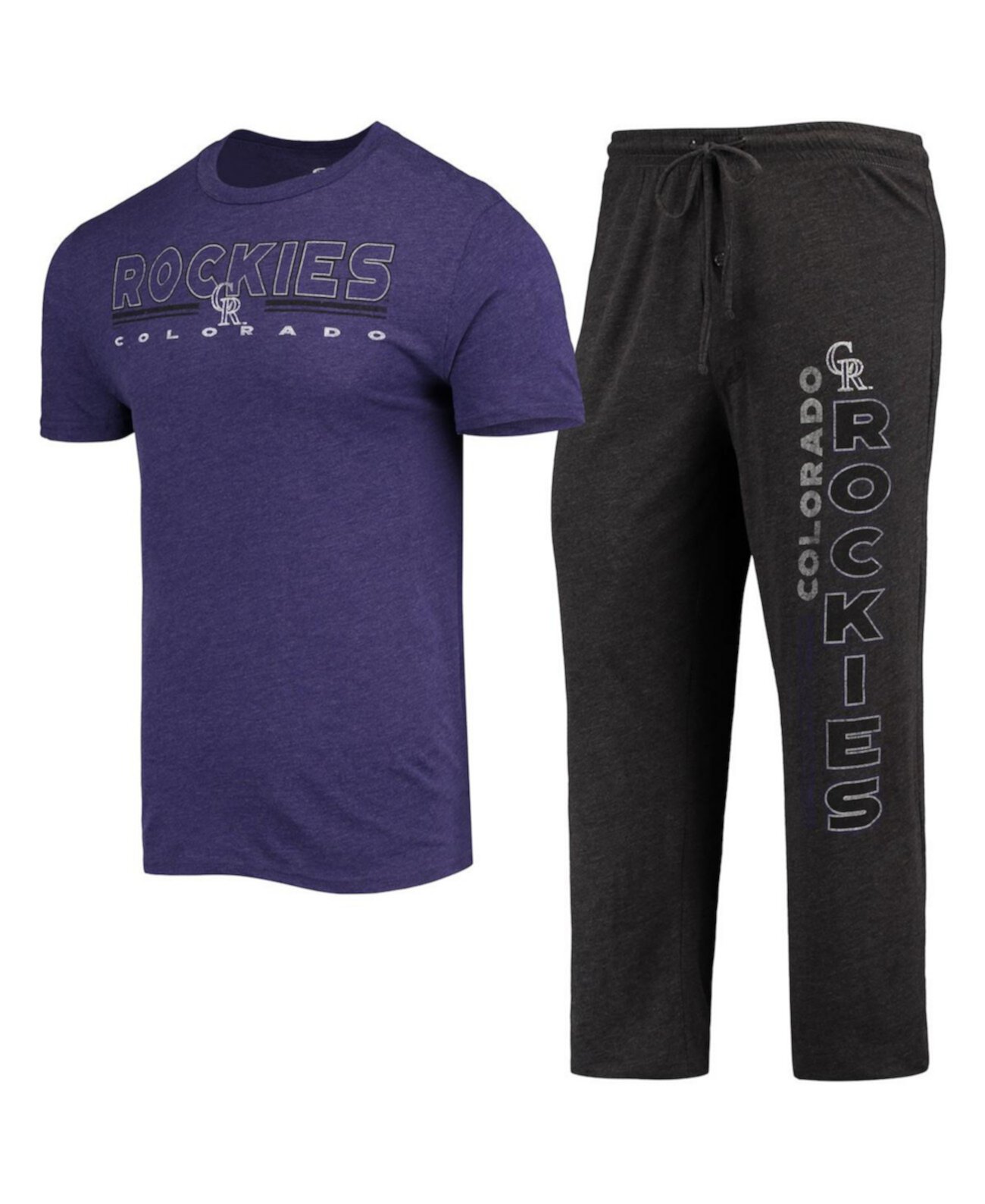 Мужской фиолетово-черный комплект из футболки Colorado Rockies Meter и штанов для сна Concepts Sport